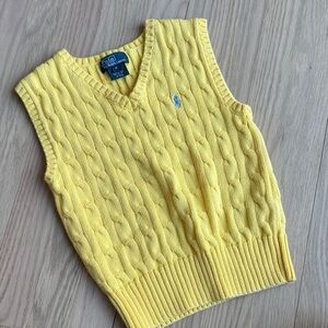 Kids - Polo by Ralph Lauren - Yellow Cable Knit Sweater Vest - Size Toddler 4